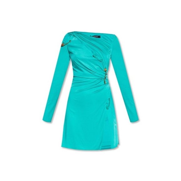 VERSACESafety Pin One Shoulder Slash Cutout Mini Dress